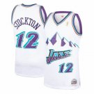 Men's #12 John Stockton Utah Jazz Throwback White Jersey