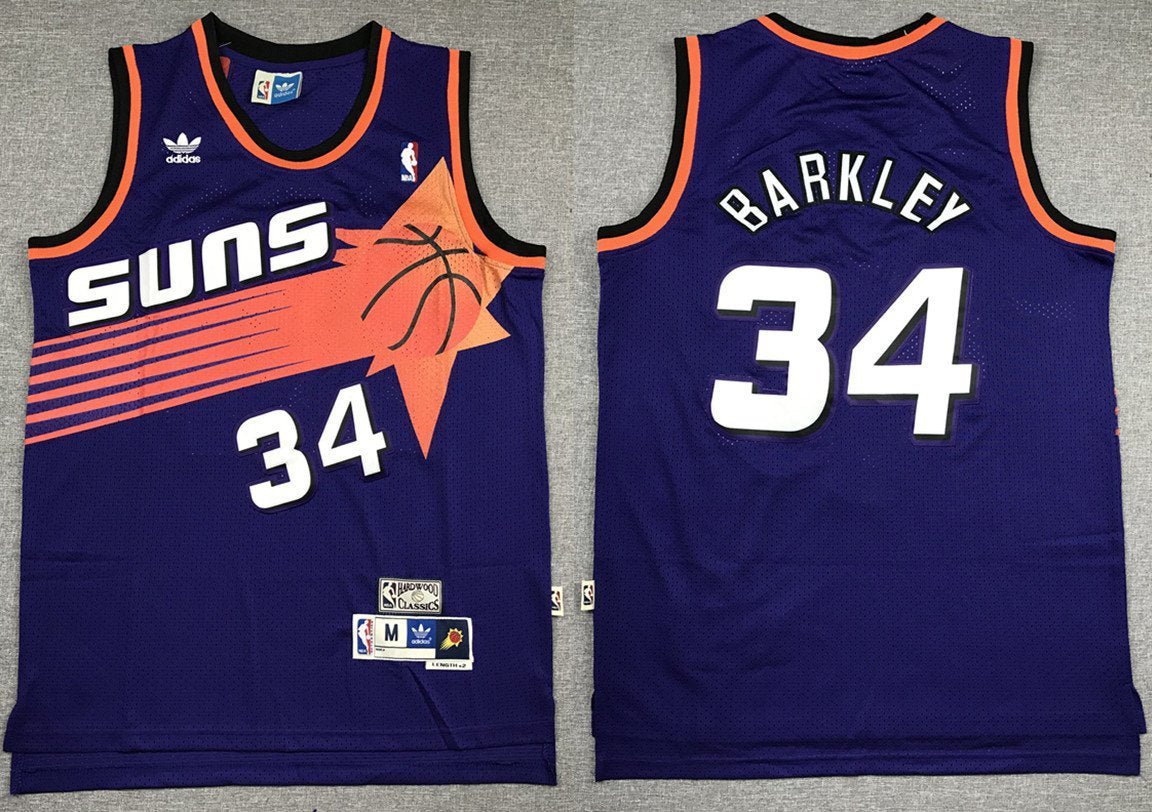 Men's #34 Charles Barkley Phoenix Suns Throwback Edition Purple Jersey