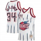 Men's #34 Hakeem Olajuwon Houston Rockets Throwback White Jersey