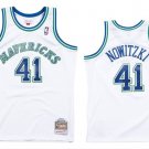 Men's #41 Dirk Nowitzki Dallas Marvericks Throwback White Jersey