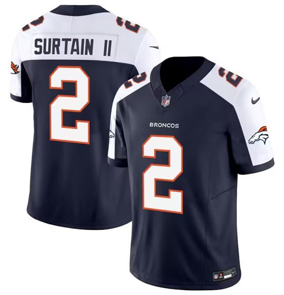 Men's & Youth Denver Broncos Patrick Pat Surtain II Navy 2024 F.U.S.E. Player Football Jersey