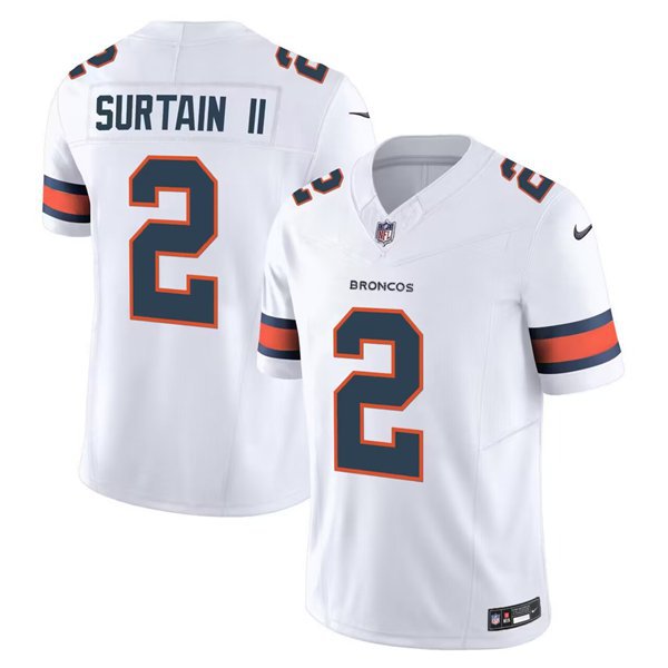 Men's & Youth Denver Broncos Patrick Pat Surtain II White 2024 F.U.S.E. Vapor Football Jersey