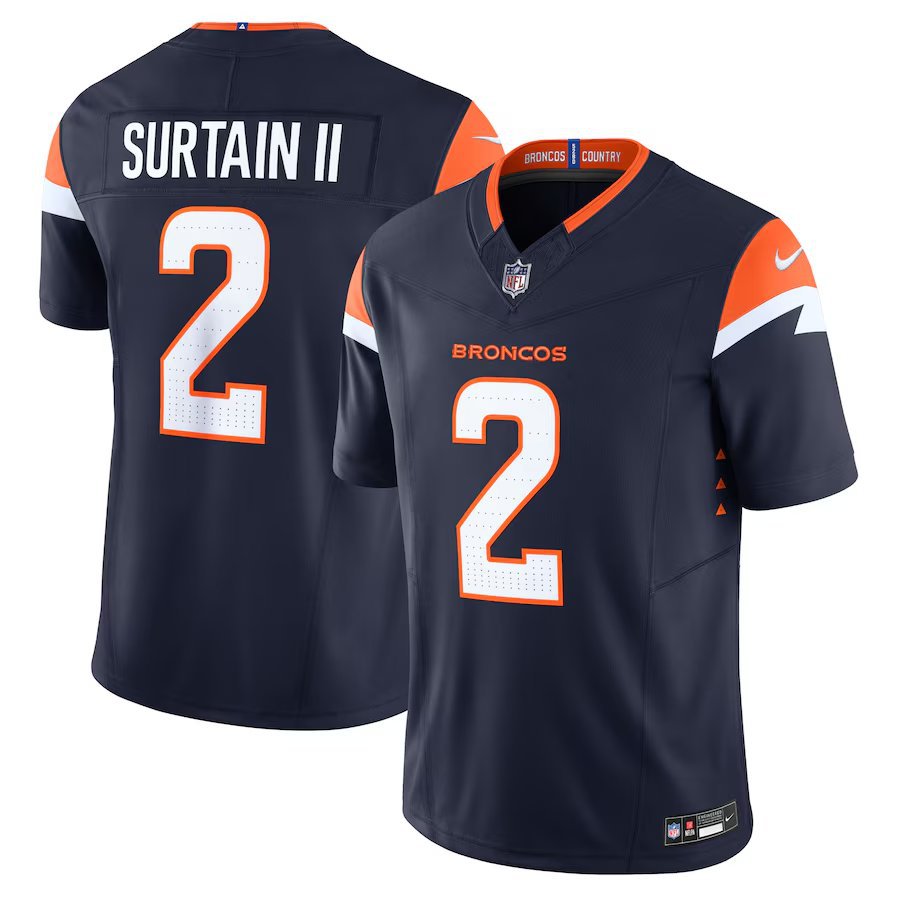 Men's & Youth Denver Broncos Patrick Surtain II Navy 2024 F.U.S.E. Vapor Football Jersey
