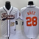 Men's & Youth Tigers Javier Baez White Cool Base Stitched Jersey