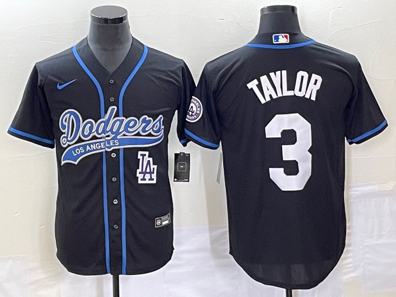 Men's 2023 Dodgers Chris Taylor Black Cool Baseball Jersey