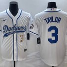 Men's 2023 Dodgers Chris Taylor White Cool Baseball Jersey 1