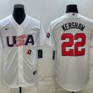 Men's 2023 Team USA World Baseball Cup Jersey White Clayton Kershaw