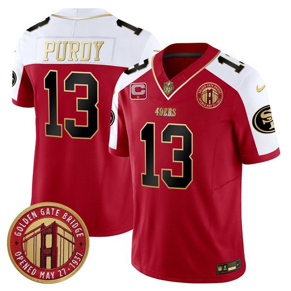 Men's 49ers Brock Purdy Red F.U.S.E. Golden Gate Bridge With 1-Star Football Jersey