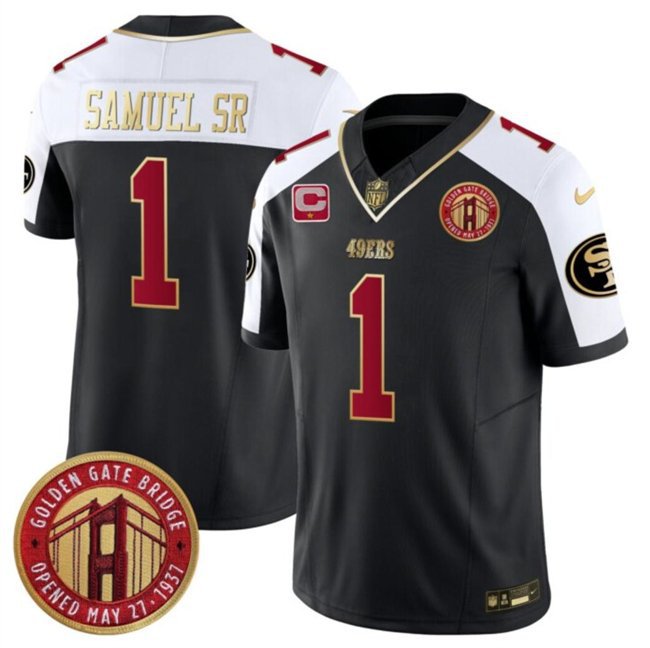 Men's 49ers Deebo Samuel SR Black-White F.U.S.E. Golden Gate Bridge Path Jersey