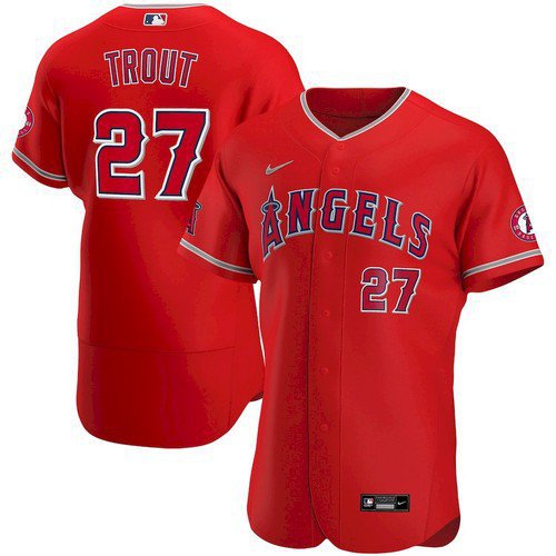 Men's Angels Mike Trout Flex Baseball Jersey red