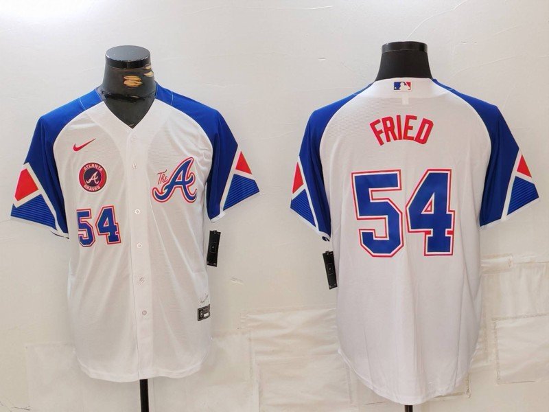 Men's Atlanta Braves Max Fried Retro City Baseball Jersey White