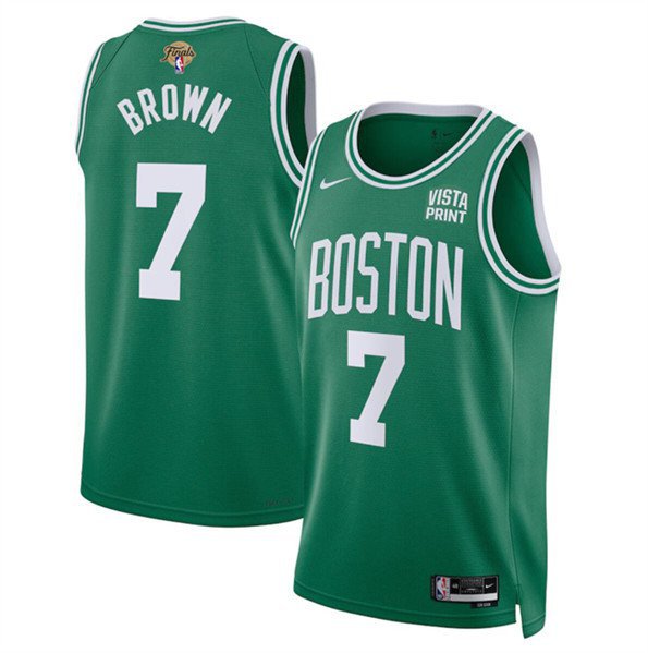 Men's Boston Celtics Jaylen Brown Kelly Green 2024 Finals Icon Edition Stitched Basketball Jersey