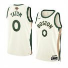 Men's Boston Celtics Jayson Tatum Cream 2024 Finals City Edition Stitched Basketball Jersey