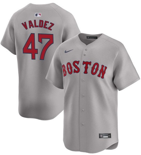 Men's Boston Red Sox Enmanuel Valdez Gray Cool Base Stitched Baseball Jersey