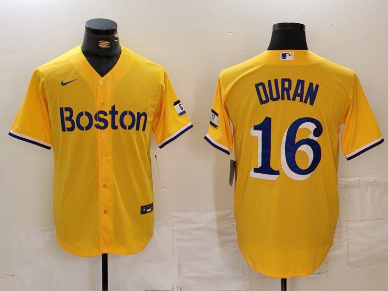 Men's Boston Red Sox Jarren Duran Gold City Connect Stitched Baseball Jersey