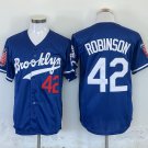 Men's Brooklyn Dodgers Jackie Robinson Blue Throwback Cool Baseball Jersey