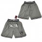 Men's Brooklyn Nets Gray Throwback Stitched Basketball Zipper Pockets Shorts