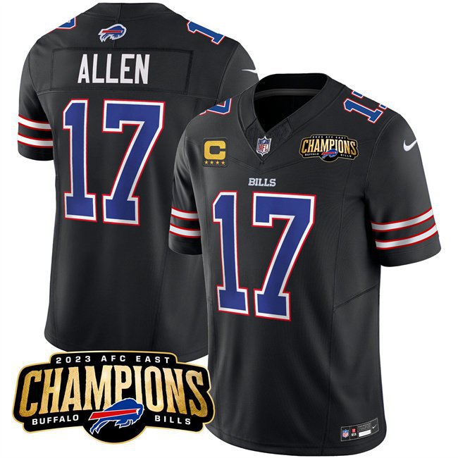 Men's Buffalo Bills Josh Allen Black 2023 F.U.S.E. AFC East Champions Football Jersey