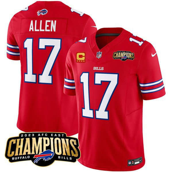 Men's Buffalo Bills Josh Allen Red 2023 F.U.S.E. AFC East Champions Football Jersey