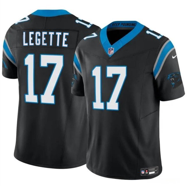 Men's Carolina Panthers Xavier Legette Black 2024 F.U.S.E. Vapor Football Jersey