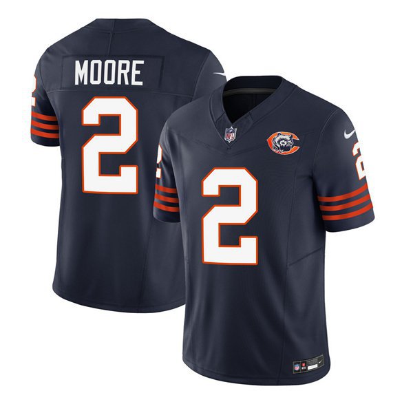 Men's Chicago Bears DJ Moore Navy 2023 F.U.S.E. Throwback Limited Jersey