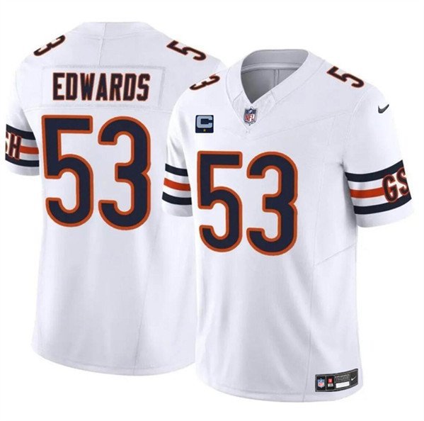 Men's Chicago Bears T.J. Edwards White 2024 F.U.S.E. With 1-star C Patch Vapor Jersey