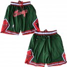 Men's Chicago Bulls Green Embroidered Basketball Zipper Pockets Shorts