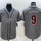 Men's Cincinnati Bengals Joe Burrow Gray With Patch Cool Base Stitched Baseball Jersey