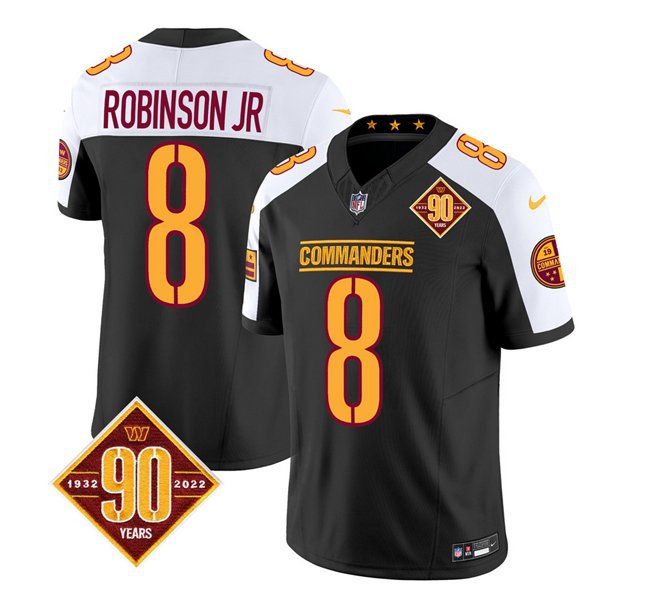 Men's Commanders Brian Robinson Black White 2023 F.U.S.E. 90th Anniversary Football Jersey
