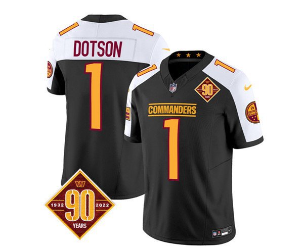 Men's Commanders Jahan Dotson Black White 2023 F.U.S.E. 90th Anniversary Football Jersey