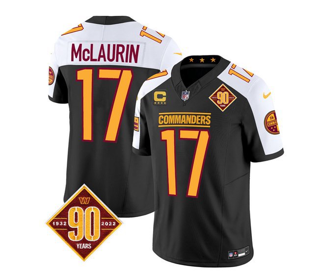 Men's Commanders Terry McLaurin Black White 2023 F.U.S.E. 90th Anniversary Football Jersey