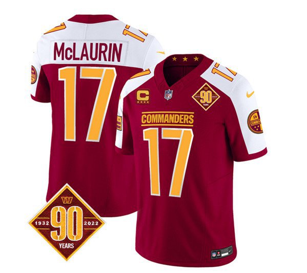 Men's Commanders Terry McLaurin Burgundy White 2023 F.U.S.E. 90th Anniversary Football Jersey