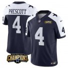 Men's Dallas Cowboy Dak Prescott Navy White 2023 F.U.S.E. NFC East Champions Patch Jersey