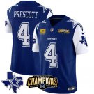 Men's Dallas Cowboys Dak Prescott 2023 F.U.S.E. NFC East Champions Ptach Football Jersey Blue
