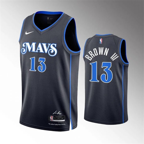Mens Dallas Mavericks Greg Brown III Black 2023-24 City Edition Swingman Jersey