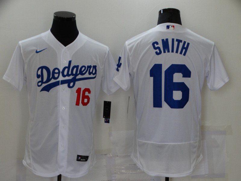 Mens Dodgers Will Smith Flex Base Jersey White