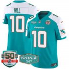 Men's Dolphins Tyreek Hill Aqua 2024 F.U.S.E. 50th Perfect Season Patch Jersey
