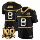 Men's Giants Daniel Jones Black Gold 100TH Season Commemorative Patch Jersey