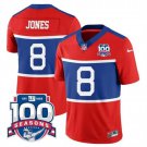 Men's Giants Daniel Jones Century Red 100TH Season Commemorative Patch Football Jersey