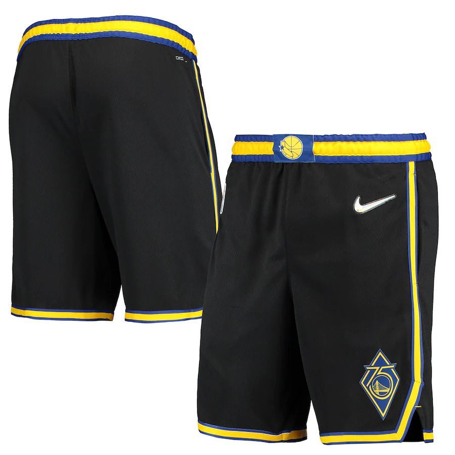 Men's Golden State Warriors Stitched Black Basketball Pockets Shorts