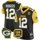 Men's Green Bay Packers Aaron Rodgers Black 2024 F.U.S.E. 13 Time World Champions Patch Jersey
