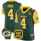 Men's Green Bay Packers Brett Favre Green 2024 F.U.S.E. 13 Time World Champions Patch Jersey