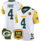 Men's Green Bay Packers Brett Favre White 2024 F.U.S.E. 13 Time World Champions Patch Jersey