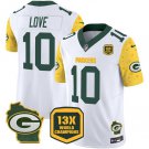 Men's Green Bay Packers Jordan Love White 2024 F.U.S.E. 13 Time World Champions Patch Jersey