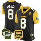 Men's Green Bay Packers Josh Jacobs Black 2024 F.U.S.E. 13 Time World Champions Patch Jersey
