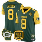 Men's Green Bay Packers Josh Jacobs Green 2024 F.U.S.E. 13 Time World Champions Patch Jersey