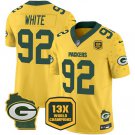 Men's Green Bay Packers Reggie White Gold 2024 F.U.S.E. 13 Time World Champions Patch Jersey
