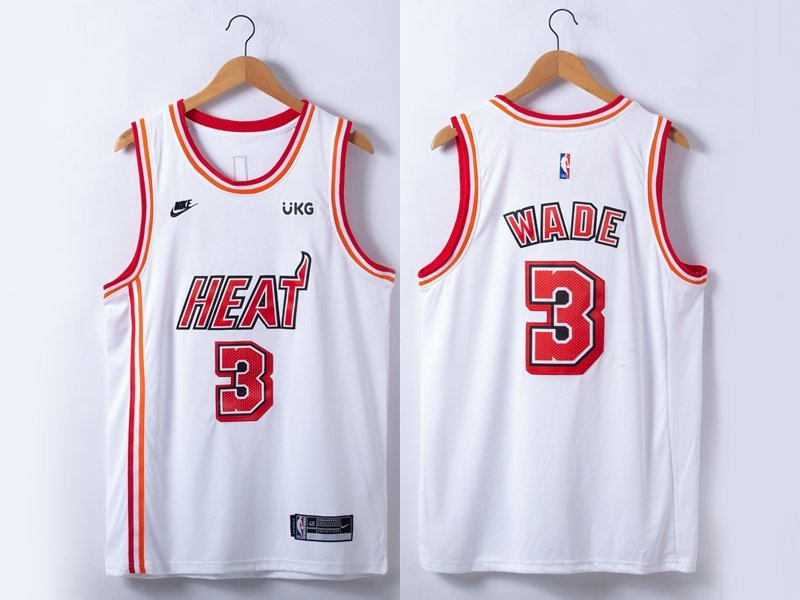 Men's Heat Authentic Dwyane Wade Retro Classic Jersey White