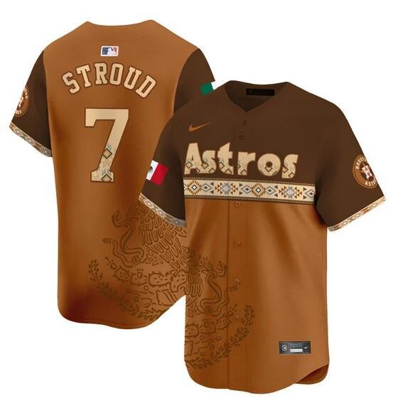 Men's Houston Astros C.J. Stroud Brown Mexico Vapor Baseball Jersey