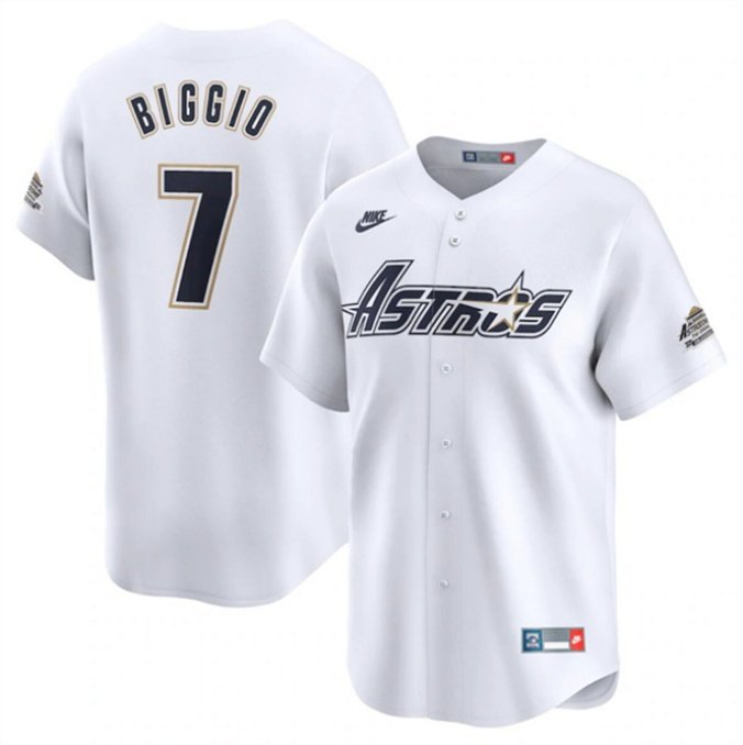 Men's Houston Astros Craig Biggio Cream Cooperstown Collection Jersey